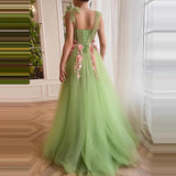 Flowers Open Green Dress Sling Chest A Skirt Sister Dress Dress Girl Costume Stage Performance Suit 2025
