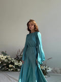 Autumn New Strap-In-String Diamond Collection Waist Thin Horn Sleeves Big Name Dress