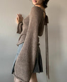 New Women's Temperamental Horny Knitted Top With Sexy Bare Back Sweater DJPT