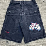 Vintage Loose Denim Shorts Men Harajuku Punk High-Waisted Denim Shorts Men's Loose Tide DJPT