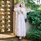 Tibet Tourism Wearing Skirt Heavy Industry Hollow Design White Dress Seaside Sanya Travel Beach Dress