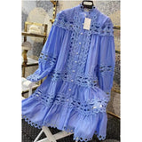 Early Spring New Australian Tide Brand Heavy Industry Hollow Lace Splicing Three-Dimensional Light Luxury Loose Fairy Dress