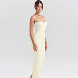 Autumn 2025 New Small Fragrant Temperament Texture Characteristic Fabric Showing Chest Open Fork Dress Woman DJPT