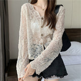 Women's 2024 New Summer Thin Loose Mesh Yarn Empty Hooded Lace Shawl Shawl Coat