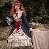 Design 20 New Cream OP Long-Sleeved Skirt Fresh Cute Lolita Sweet Soft Sister Dress 6123