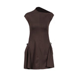 Name Style Wind Irregular Dress 2025 New Collar Metal Buckle To Receive Waist Dress Women's Summer