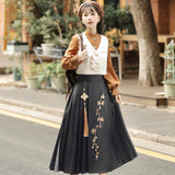 Maple Chinese Costume Chinese Style Improvement Han Element Vest Shirt Half Skirt Set 8959