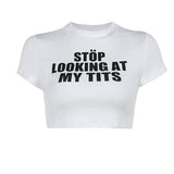 Casual Letter Print Ultra-Short Top Girl 2025 Summer Hot Girl Exposed Umbilical Repair T-Shirt DJPT