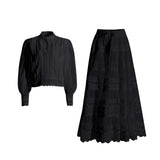 Court Retro Style 2025 Summer New Round-Neck Lantern Sleeve Shirt Plaster With Half-Dress Suit Woman