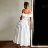 Women's Uniform Shoulder Simple Elegant Sexy Dress DJPT