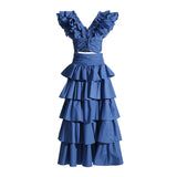 Vintage Elegant Set Spring 2025 New Laminated Laminated Stacked Stacked Laminated Leafed Dress Woman