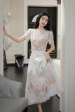 Summer Collar Shrugged Long-Sleeved Lace Blouse In The Long-Sleeved Half-Dress Set Lace Dress 898