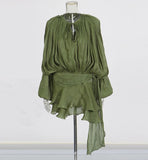 Dress 2025 Spring And Summer New Loose Long-Sleeved Sexy T-Shirt With Ribbon Dress Woman