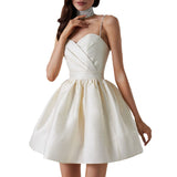 New Women's Dress Folded Slings With Dress Sexy Temperament Diamond Skirt