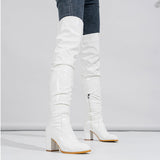 Boots 2025 Autumn High Boots Round Head Folded Thick And Black Over-Knee Pile Boots High Quality Shoes