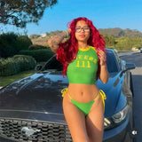 T-Shirt Women's Short-Sleeved Letter Set 2025 Summer Vacation Sexy Swimsuit DJPT