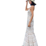 Beach Dress Seaside Resort Dress Skinny Fishtail Dress Sexy Bare Back Sling Lace Dress