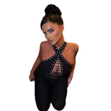 Autumn 2025 New Women's Clothing Temperament Repair Chicken Eye Strapped Sexy Jumpsuit DJPT