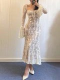 French Lace Dress Sexy Horn Sleeve Dress Babes Design Fish Bone A Skirt Dress HZ0628