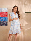 Independent Research And Development Design Of Pregnant Women's Dress Print V-Neck Dress Summer Sleeveless A-Shaped Dress Loose Chiffon Maternity