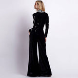 And Winter New High-Waisted Jump Trousers Heavy Industry Nails And Diamond Temperament Bandage Wide Leg Pants