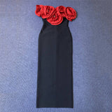 Sexy Shoulder Banded Skirt Fashion Three-Dimensional Big Flower Temperament Dress Dress Dress Dress