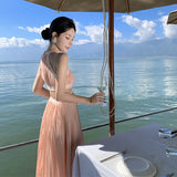 Summer New Birthday Dress Women's Seaside Resort Beach Dress High-End Feeling Hanging Neck Dress