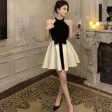 Niche Hepburn Style Temperament Sexy Sleeveless Shoulder Hanging Neck Dress Female Summer High-Sensing Dress Small Black Dress