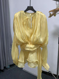 Dress 2025 Spring And Summer New Loose Long-Sleeved Sexy T-Shirt With Ribbon Dress Woman