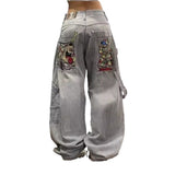 New Y2k High Street Gradient Loose Straight Jeans Men And Women's Same Trendy Jeans DJPT