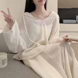 Hooded Knitted Shirt In Autumn 2024 New Soft-Cuckle Loose Coat