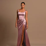 Autumn 2025 New Temperament Sexy Vest Thin Open Fork Long Dress Elastic Dress Woman DJPT