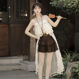 Pavilion Original Leisure Moment Lolita Girl Lolita Half Skirt Sling Skirt Cute Sweet Suit 7240