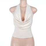 Spring 2025 New Women's Fashion Style Sexy Hot Girl Collar Hanging Neck Vest Top DJPT