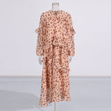 Print Niche Brand The Same Two Sets Of 2025 Summer New V-Neck Long-Sleeved Top Skirt Suit