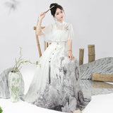 Ink And Cold River Hanfu Women's Chinese Style Improvement Han Element Top Dress Set 9033