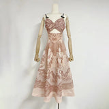 Women's Dress 2025 Spring New Women's Dress Slings Breasts Printed Waist Lotus Leaf Side Short Skirt