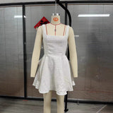 Women's New Sexy U-Neck Bow Bright A-Skirt HZ0628