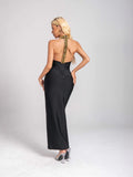 Red Model Hot Gold Diamond Black Hanging Neck Dress Sexy Banquet Bandge Dresses