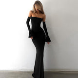 Women's Breasted Fishtail Sleeves To Repair Height Waist Dress DJPT