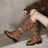 Western Boots Women Thin Boots Boots High-Heeled Boots High-Heeled Boots Belt Buckle Knight Boots Thick And Boots 40-43 Large Code High Quality Shoes