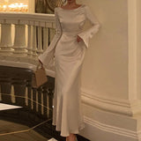 Women's Summer New Elegant Commute Pure Long Sleeve Fashion Dress DJPT