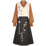 Maple Chinese Costume Chinese Style Improvement Han Element Vest Shirt Half Skirt Set 8959