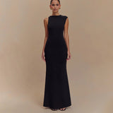 2025 New Solid-Color Sleeveless Roll-Free Backpack Hip Dress