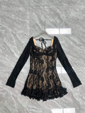 Spring And Summer Vietnamese Small Sexy Low-Breasted Lace Little Man Dating A-Word Skirt