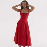 Summer New French Style Temperament Casual Strap To The Waist And Thin A Swing Hanging Dress Woman DJPT