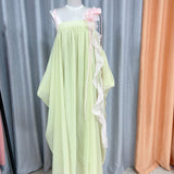 New Super Fairy Atmosphere Relaxed Dress Flexible Girl Pink Green Flowers Brate Dress