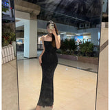 Feeling Nude Shiny Piece Hanging Dress High-End Light Luxury Niche Banquet Birthday Sexy Dress Dress Dress