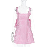 Spring 2025 New Bag Ass Dress Famous Style Temperament Sexy Collar Bow Dress DJPT