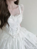 Ball Gown Straps Short Tulle White Lolita Dresses Party Dress Birthday Outfits SD1198